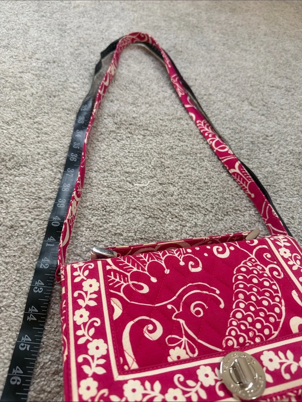 Vera Bradley Pink and Cream Crossbody Shoulder Bag